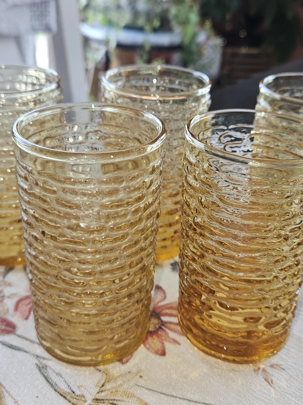 5 Vintage Anchor Hocking Soreno Gold Juice Glasses